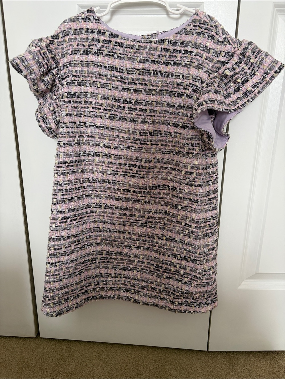 Janie and Jack Pink Tweed Flutter-Sleeve Dress